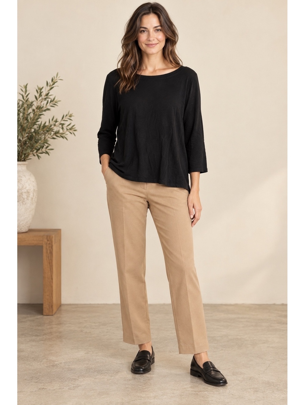 Joseph A. Black Rayon Nylon Long Sleeve Top Size Small
